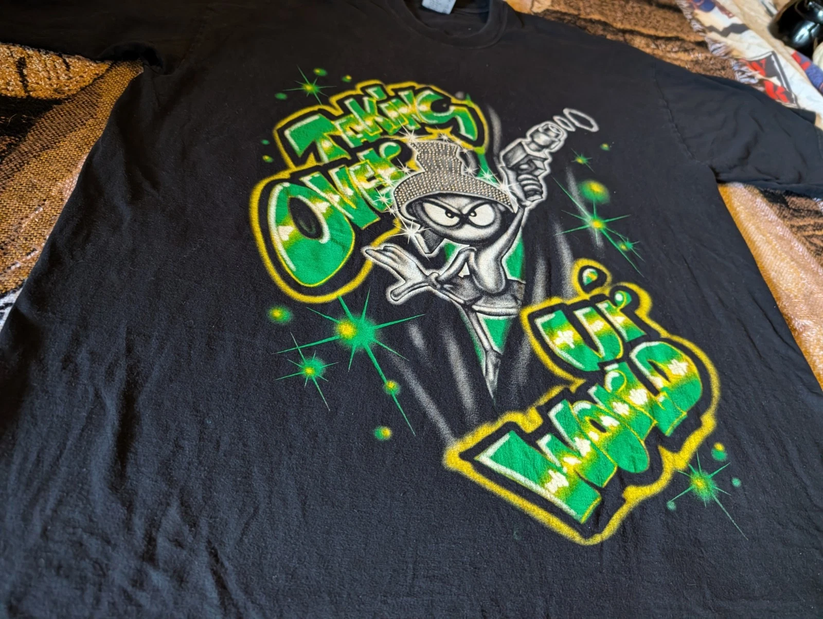 Vintage y2k Bling Marvin The Martian AOP Graphic Print 3XL Tall Tall T Rap T