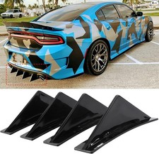 4Pcs Universal Curved Shape Rear Bumper Diffuser Shark Fi Size: Glossy Black 1