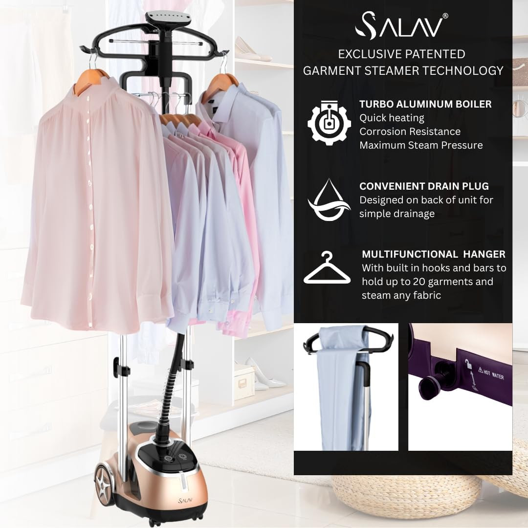 Limited Edition Professional Series Dual Bar Garment Steamer with Foot Pedals, S