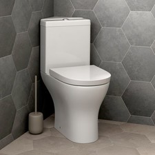 Bathroom Corner Toilet Close Coupled Space Saving WC Pan Cistern Soft Close Seat