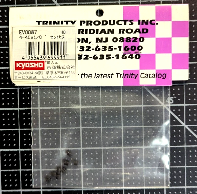 EV0087	Trinity 4-40 x 1/8 Set Screws (8) - Purple/White - Image 2 of 2