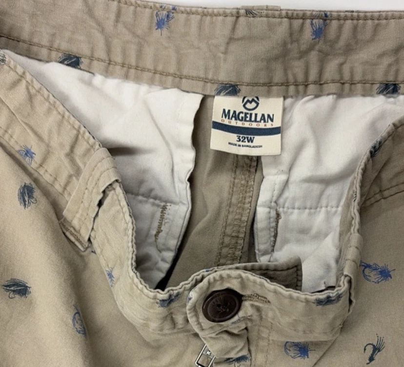 Шорты мужские Magellan Chino 32 Вт желтовато-коричневые с морским принтом 4 кармана хлопковая смесь - Изображение 2 из 4