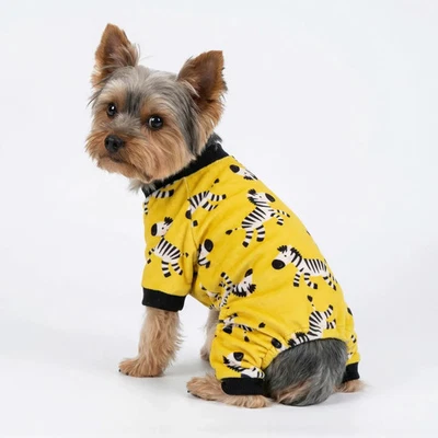 Dog Pajamas FitWarm Lux-Safari Snuggler: Soft Velvet Zebra New Sizes XS S M L - Image 1 of 4