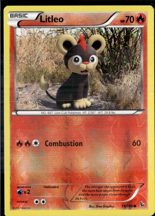 Litleo 18/106 Common Flashfire Pokemon Reverse Holo Lightly Played