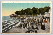 Bathing at Roton Point Connecticut CT Rowayton Norwalk c1920 Postcard