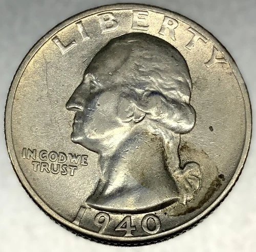 1940-S Washington 90% Silver 25c-Low Mintage- VF Condition US Coin - 2699