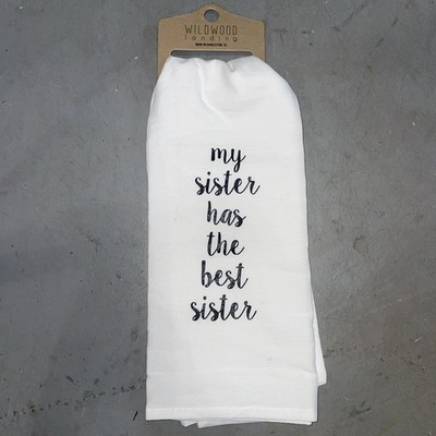 White Kitchen Towel Sister Wildwood Landing 100% Cotton