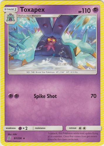 Toxapex - 97/236 - Rare (Near Mint) Unified Minds - Psychic Pokémon