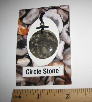 27mm POLISHED NATURAL CROP CIRCLE STONE MINERAL CORDED ROUND DISC PENDANT U.K *1