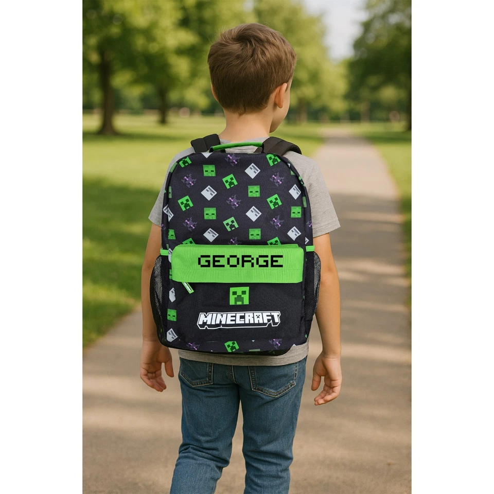 Personalised Minecraft Boys Backpack Bag Rucksack School Bag Name - Image 4 of 4