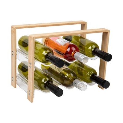 Modern 6 Bottle Wine Rack Countertop Organizer in Brown Rayon Bamboo and Acrylic