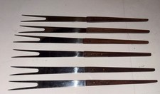 MCM Teak Wood Fondue Forks Stainless Steel Japan Danish Modern Set of 6
