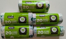 Compostable Caddy Liners 10L 5x20 Food Waste Bags Tie Handle 55cm x 44cm Purio