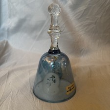 Walt Disney 1981 Crystal Arts Blue Glass Bell. 5 1/4”
