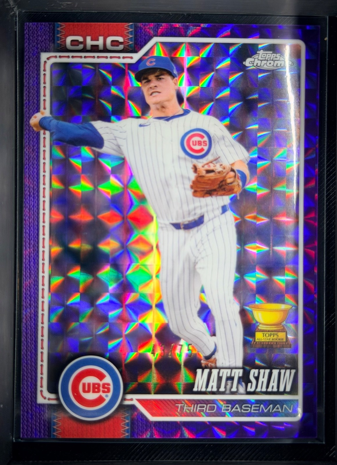 MATT SHAW 2026 TOPPS CHROME PURPLE GEOMETRIC ROOKIE RC 43/75 #271 CUBS