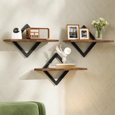 3 PCS Floating Shelves Wall Mounted Storage Display Rustic Brown TBJ03P3BF