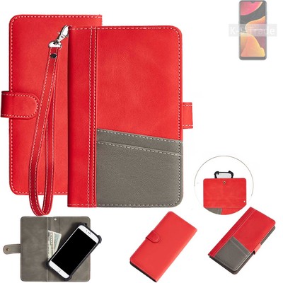 WALLETCASE HANDYTASCHE FÜR BQ Mobile BQ-6645L Element ROT, GRAU SCHUTZ HÜLLE B