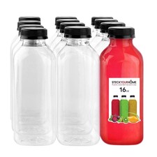 Stock Your Home 16 oz Empty Plastic Bottles w/ Lids 12 Ct