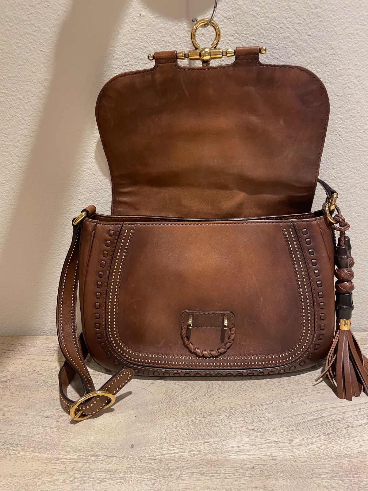 GUCCI Authentic Snaffle Bit Brown Medium Handbag … - image 15