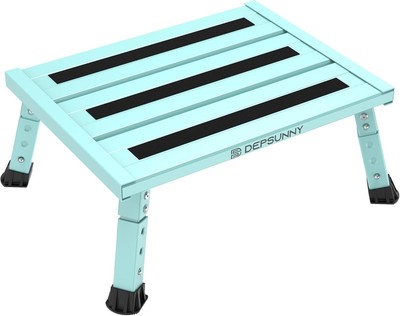 Adjustable Height Aluminum RV Step Stable Foldable Platform Step Stool Suppor...