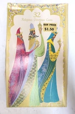 Vintage 32ct Religious Christmas Cards Box Set, 1960s NOS, damage package/fading