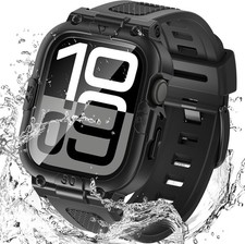 3 in 1 Waterproof Case with Band for Apple Watch 46mm, Shockproof Bumper Cover
