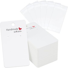 joycraft 100Pcs Earring Display Cards with Bags, 2x3.5 inches, White