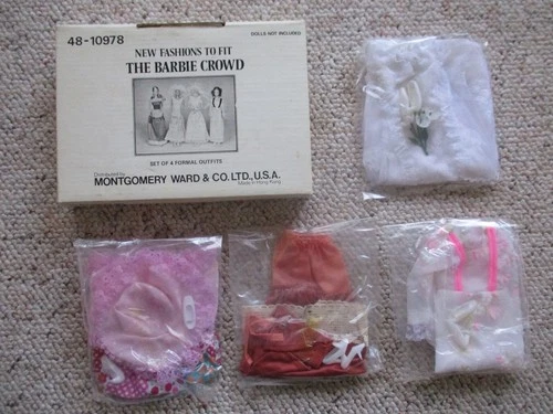 Vintage Barbie Clone 1980s MONTGOMERY WARD BARBIE CROWD FORMAL DRESSES LOT Mego