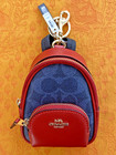 NWT COACH Mini Court Backpack Charm CX066 Signature Canvas Red Leather Bag Charm — photo 6