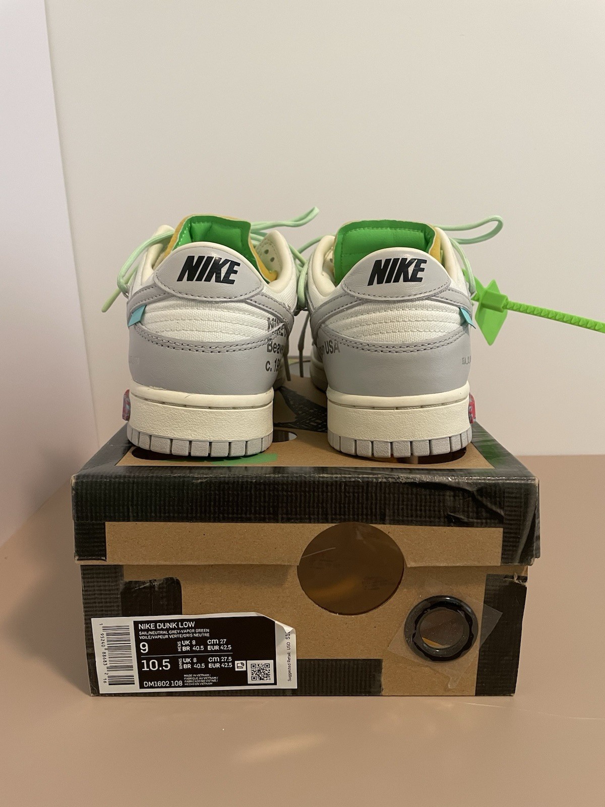 OFF WHITE X NIKE Taglia 9 Nike Off White x Dunk Low Lotto 07 di 50