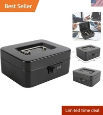 Secure Medium Cash Box with 3-Number Combination Lock and Coin Organizing Tray