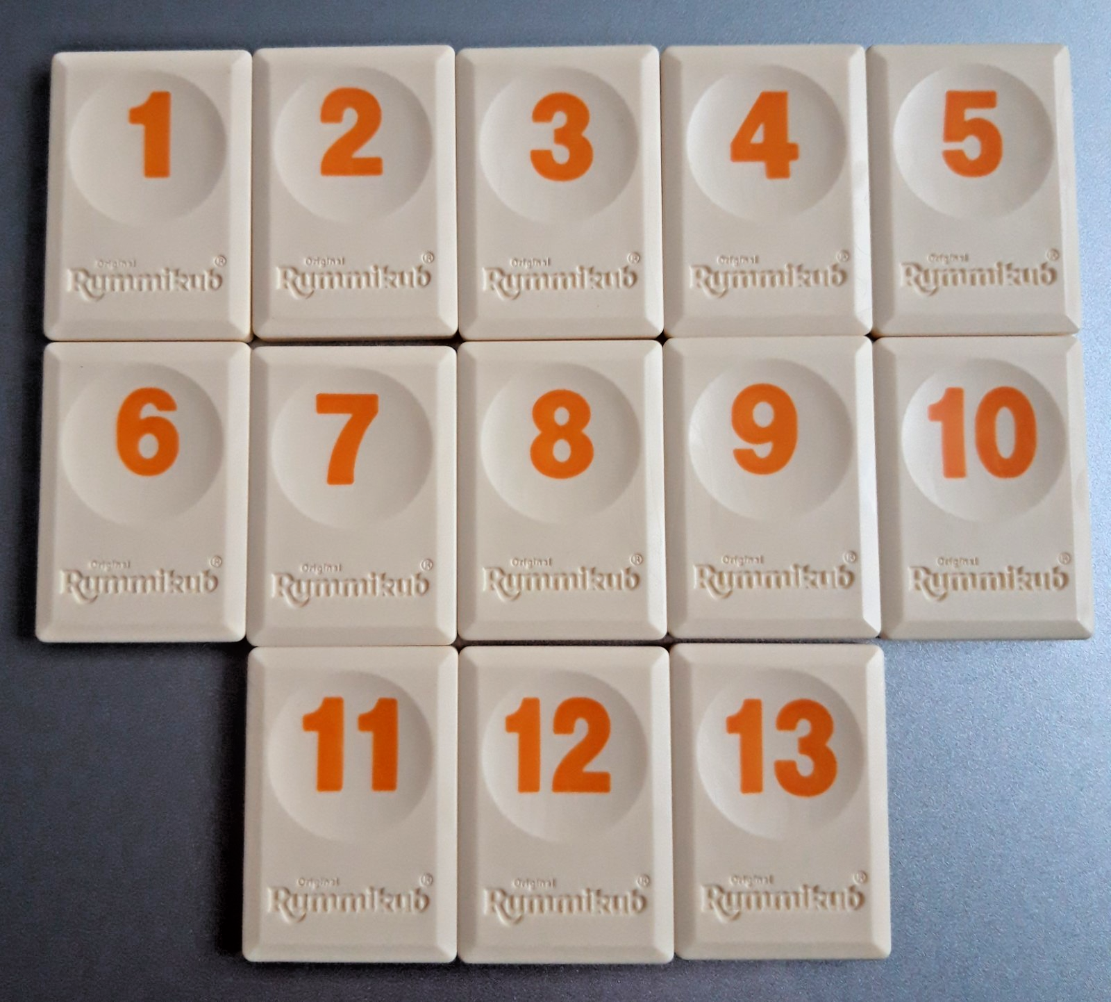 Rummikub 2014 Classic Replacement Set of Orange Tiles Numbered 1 to 13 Used VGC