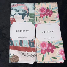 GEOMETRY Kitchen Tea Towel 18” x 30" Lot Of 2 NEW