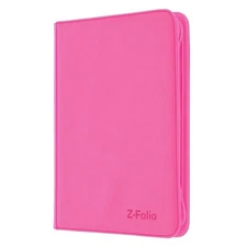 BCW GAMING Z-FOLIO 9-POCKET ALBUM - PINK, HOLDS 360 CARDS, ZIPPER CLOSURE