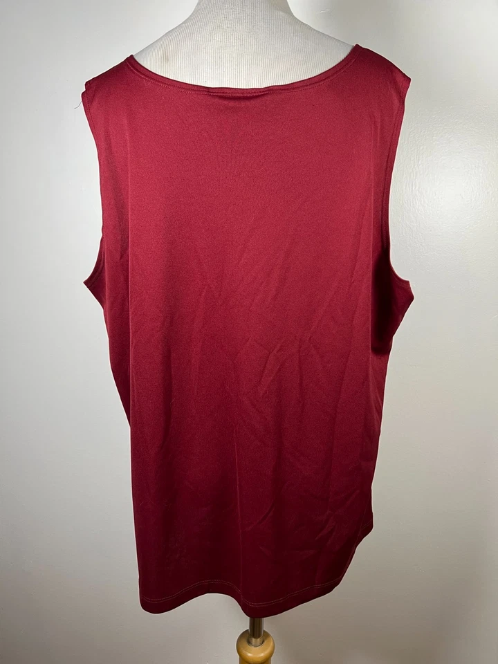 Camiseta sin mangas CJ Banks 3X vino tinto borgoña viaje elástico cuello redondo mujer Y2 Foto 4 de 4