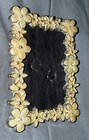 **VINTAGE** Silver & Beige/Cream Enamel & Rhinestones Flowers 2x3 Photo Frame — photo 4