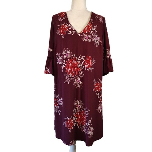 Tunique Sans Manches LOGO By Lori Goldstein - Taille 1X - Imprimé Floral Rose Poussière Et Marine