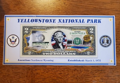 Yellowstone National Park - Colorized $2 Two Dollar Bill