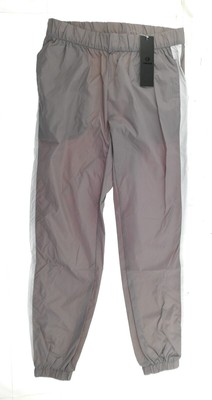 Mono B Windbreaker Pants Pull On Elastic Leg Flat Front Brown & White Color