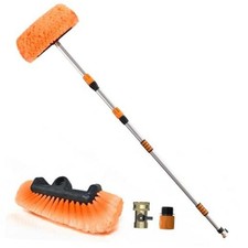 Car Wash Brush with Long Handle, 12-Inch Soft Bristle Car Cleaning 12FT Orange