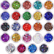 Glitter, 24 Jars Holographic Chunky Glitter for Crafts, Resin, Hair Face Body Ma
