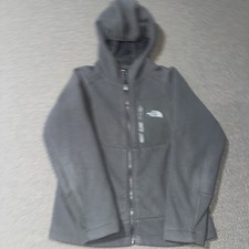 The North Face Boys Small 7/8 Kids Gray Fleece Hooded Full Zip Jacket