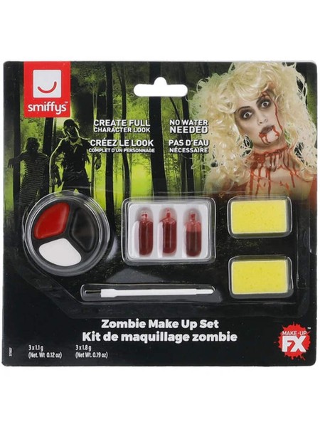 Smiffys Zombie Make-Up Set FX Halloween Schminke Damen Rot Blut Acryl 37807-image