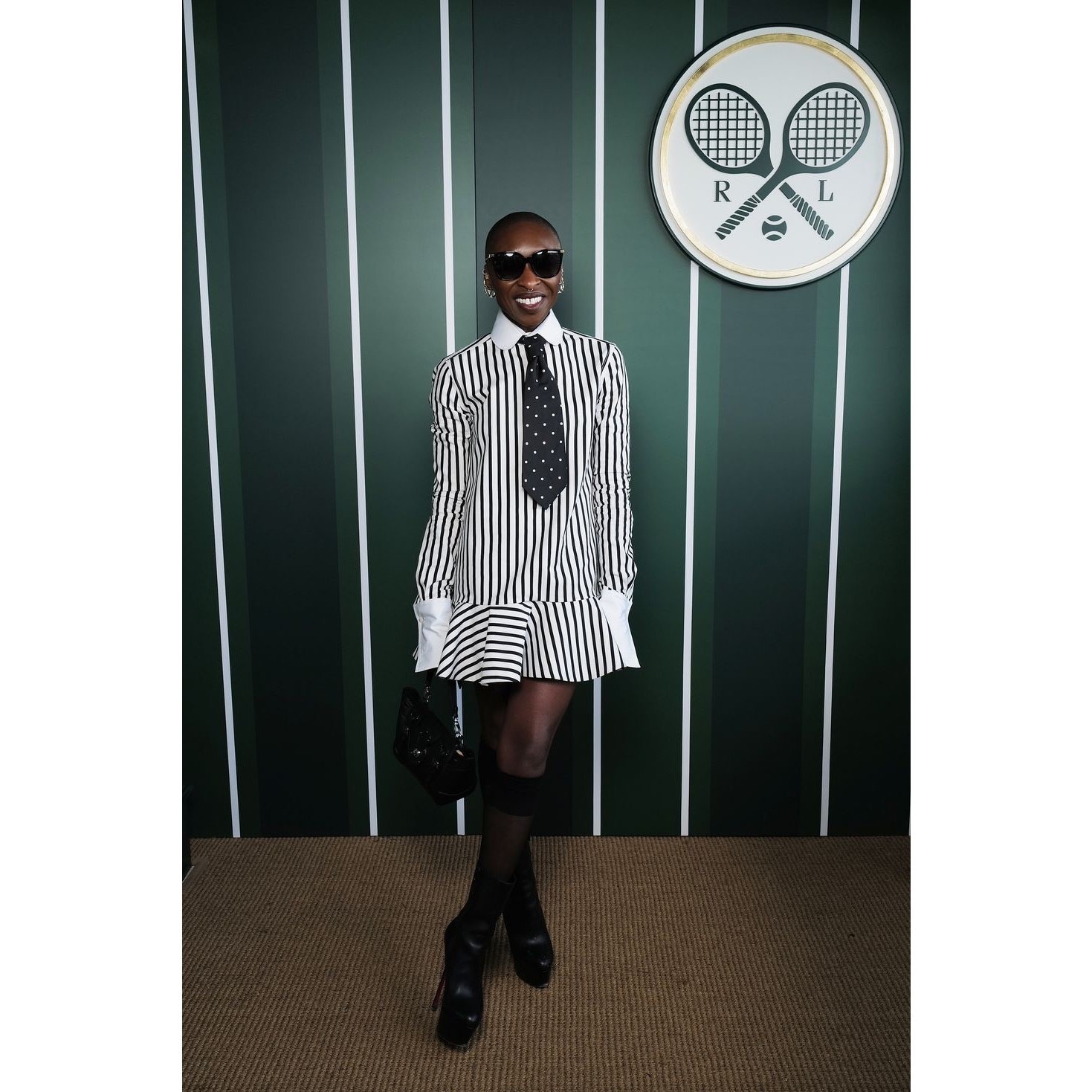 Ralph Lauren Collection Striped Mini Shirt Dress Runway Black White Collared 6 image 4