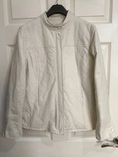 Orvis Ladies Jacket Cream Summer size M Pockets Zip Press Stud Grandad Collar