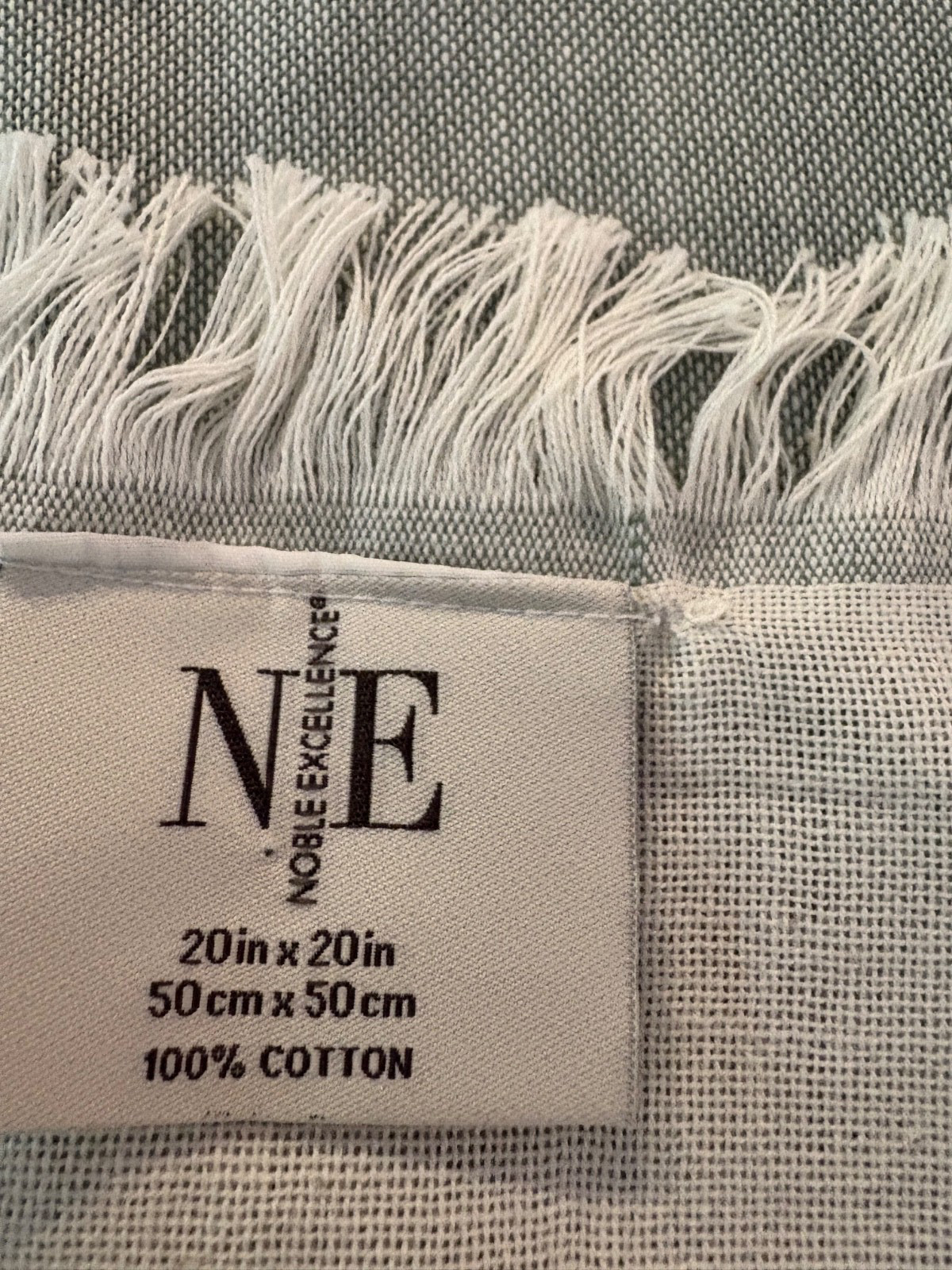 Noble Excellence VILLA FRINGE SET OF 8 DINNER NAPKINS PALE BLUE / GREEN NWOT 23”
