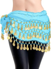 Belly Dance Hip Scarf Chiffon Skirt Wrap Professional Hip Scarf Skirt Costume wi