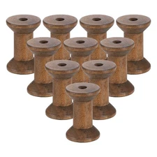 12Pcs Wooden Empty Spool, 1.2" x 2" Unfinished Wooden Spools, Camel