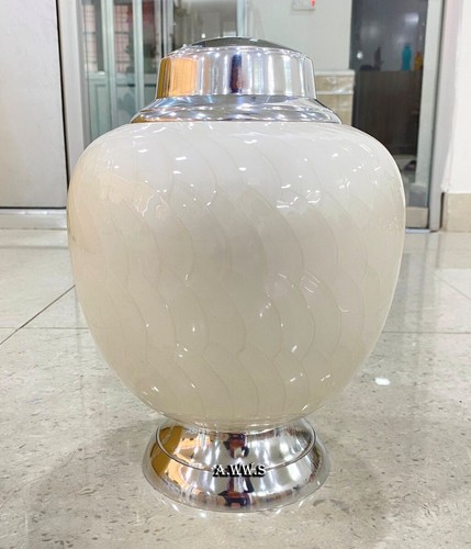 White Matki Shape Cremation Adult Urn for Ashes Funeral Memorial Urn Large - 第 17/17 張圖片
