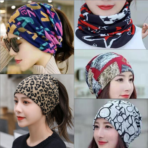 2 in 1 Neckerchief Headband Hat Soft Slouchy Beanie Scarf for Women Girls